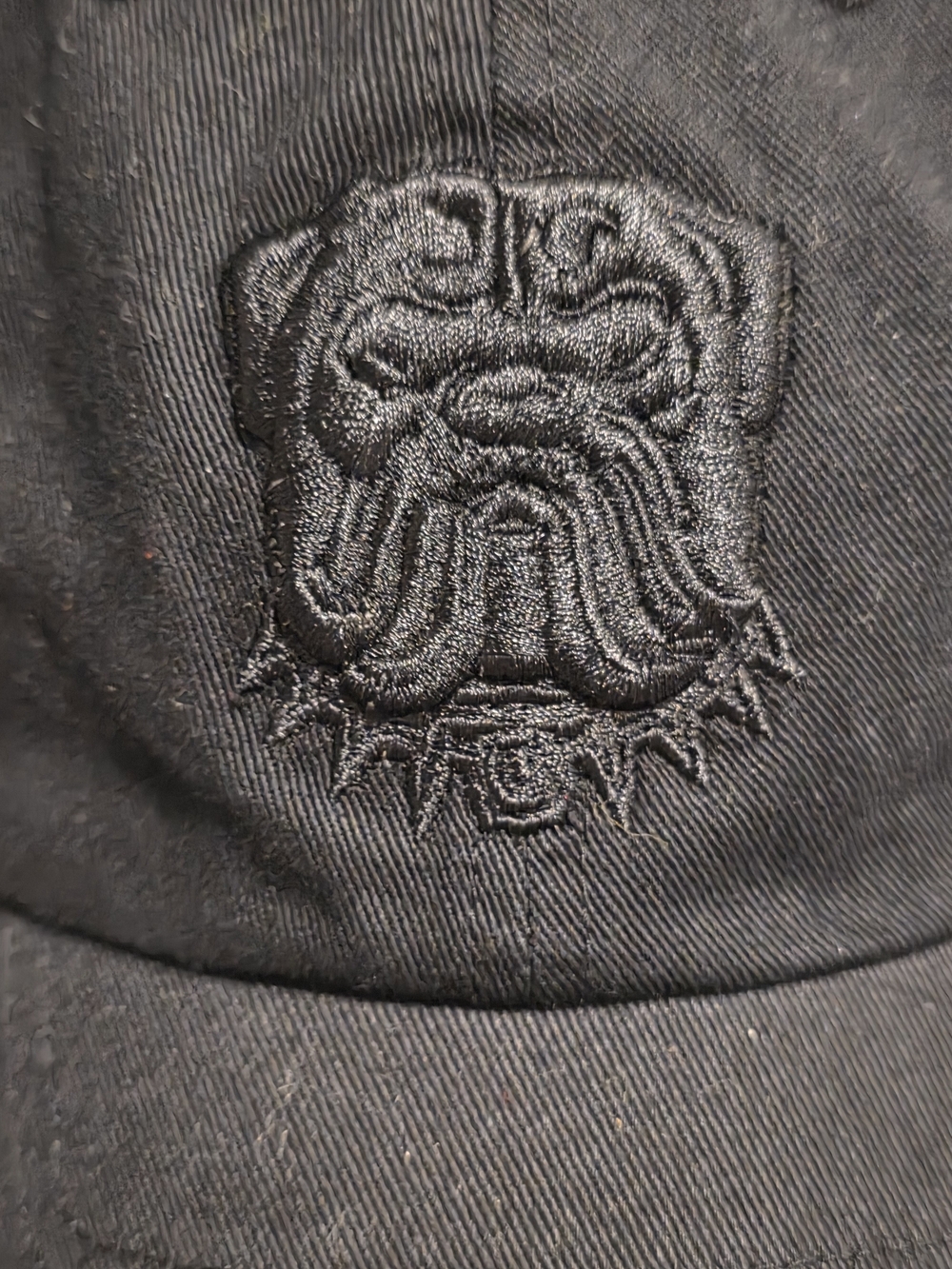 NWT Black Out Embroidered Bulldog Mascot Strapback Hat Cap Adjustable